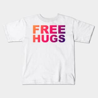 Free Hugs Typography - Minimal - Graphic Design Orange, Pink, Purple Gradient Lettering Kids T-Shirt